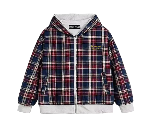 PA double sided Plaid relaxed hoodie