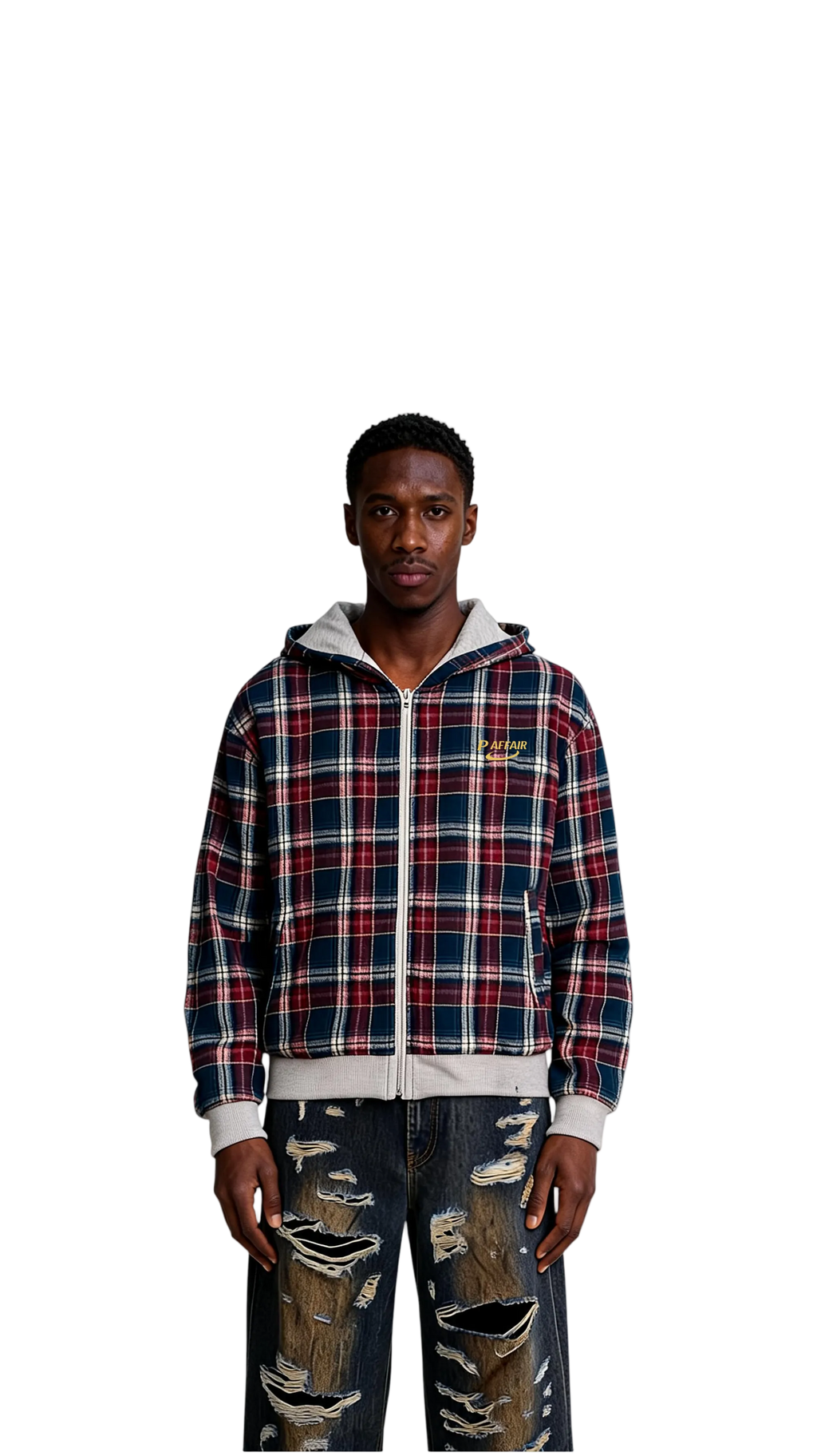 PA double sided Plaid relaxed hoodie