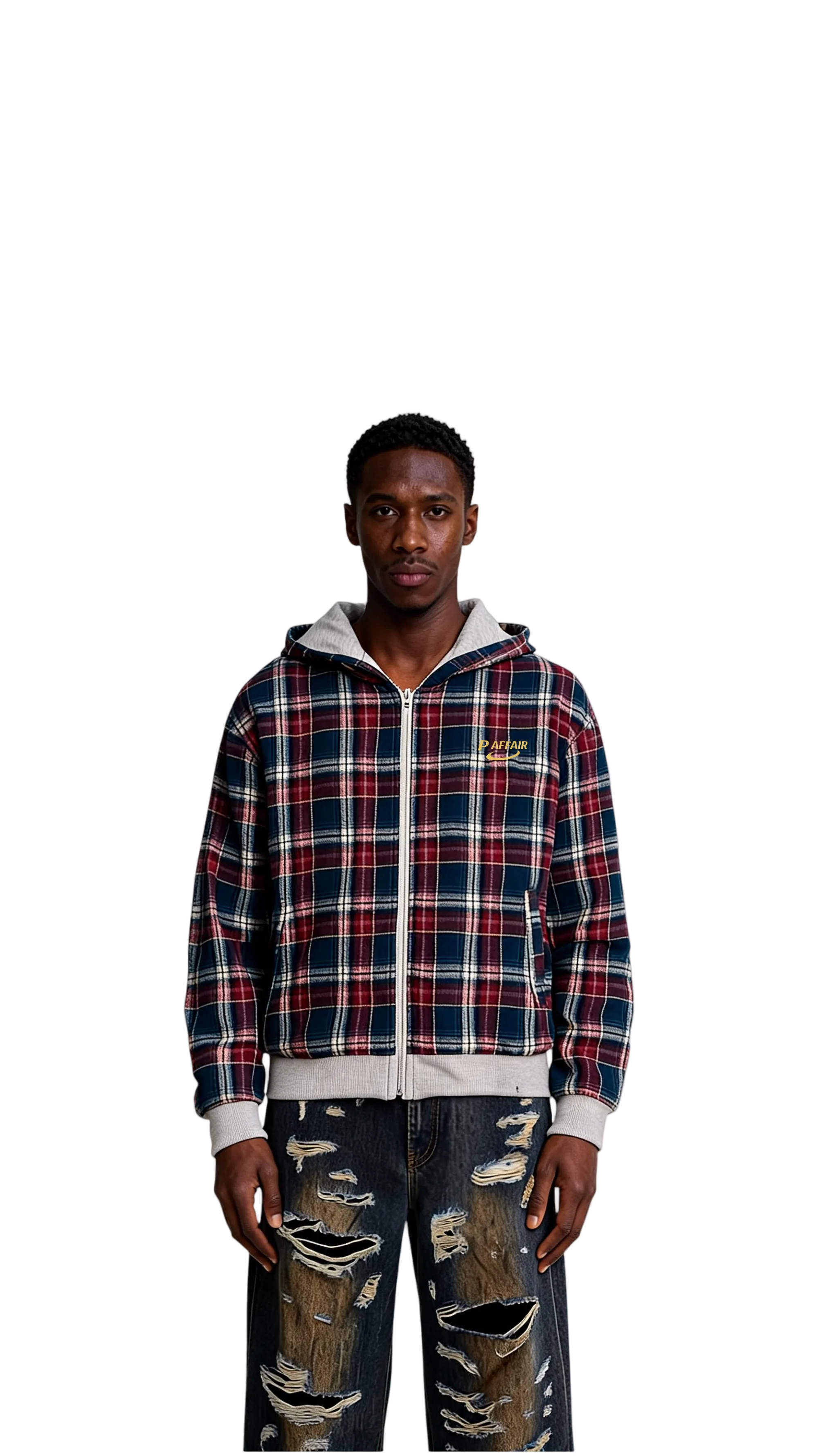 PA double sided Plaid relaxed hoodie