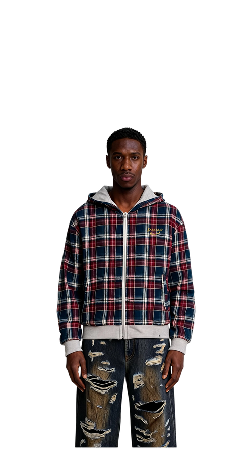 PA double sided Plaid relaxed hoodie